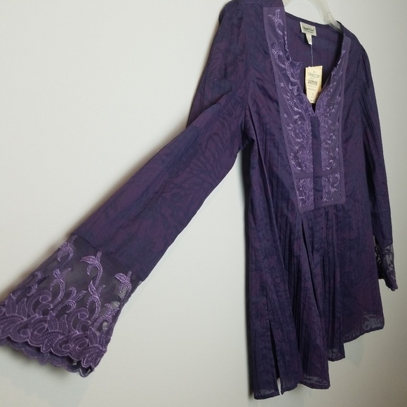 Lace Crinkle ColdWater Creek blouse size Small - Picture 4 of 7